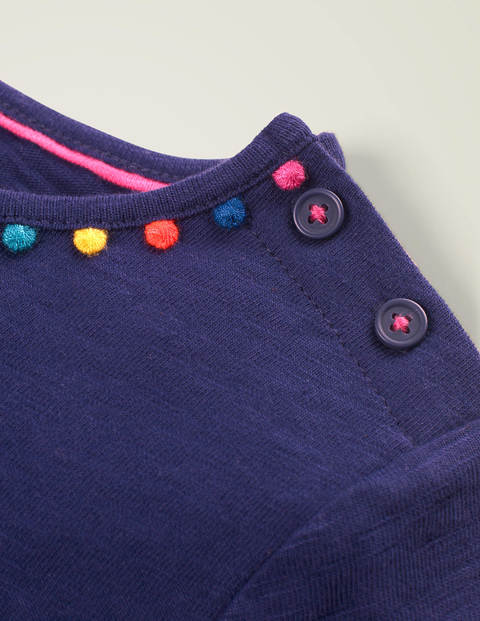 Robe Charlie en jersey à pompons - Bleu marine violet Robe Charlie en jersey à pompons - Bleu marine violet