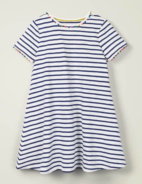 Charlie Jerseykleid mit Bommeln - Violettblau/Naturweiß Charlie Jerseykleid mit Bommeln - Violettblau/Naturweiß