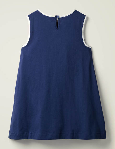 Retro Appliqué Jersey Dress - Indigo Navy Retro Appliqué Jersey Dress - Indigo Navy