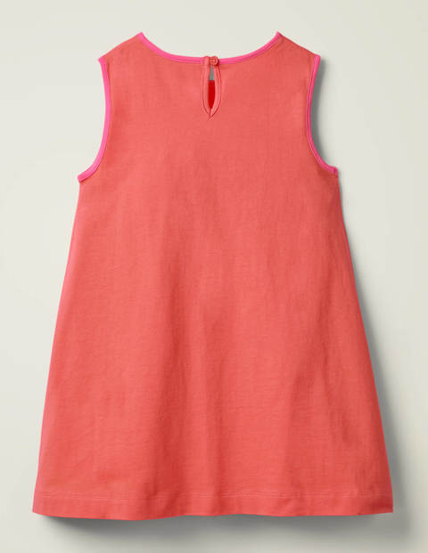 Retro Appliqué Jersey Dress - Peach Melba Coral Retro Appliqué Jersey Dress - Peach Melba Coral