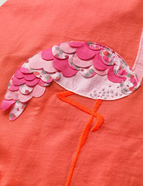 Retro Appliqué Jersey Dress - Peach Melba Coral Retro Appliqué Jersey Dress - Peach Melba Coral