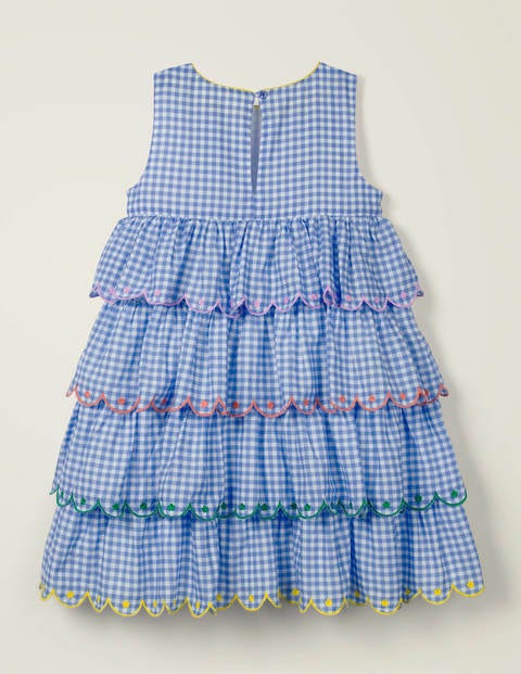 Tiered Embroidered Dress - Seascape Blue Gingham Tiered Embroidered Dress - Seascape Blue Gingham