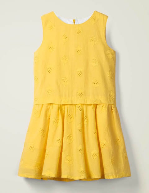 yellow broderie dress
