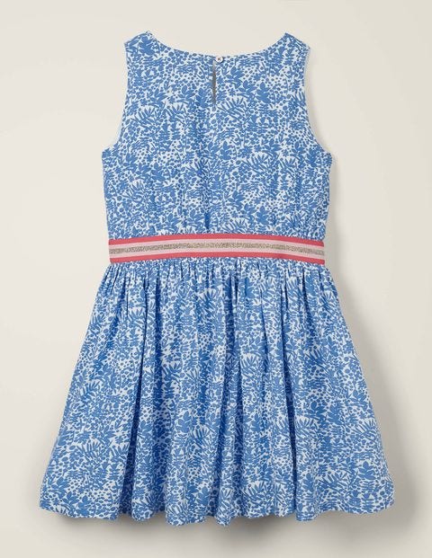 Waistband Woven Dress - Ivory/ Blue Shadow Bloom Waistband Woven Dress - Ivory/ Blue Shadow Bloom