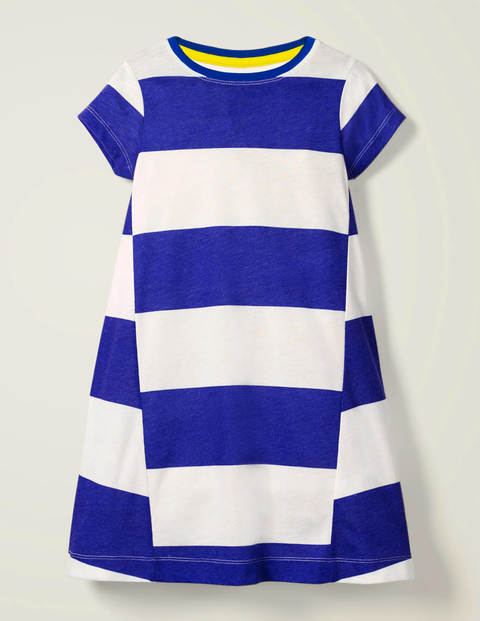 Stripe Jersey Dress - White/Bright Blue 