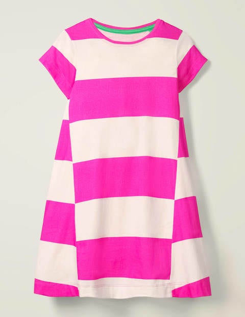 Stripe Jersey Dress - White/ Pop Pansy Pink Stripe Jersey Dress - White/ Pop Pansy Pink