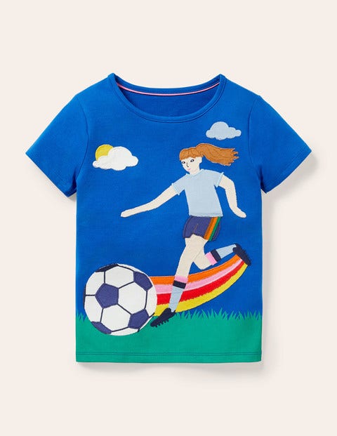 Action Appliqué T-shirt - Brilliant Blue Footballer Action Appliqué T-shirt - Brilliant Blue Footballer