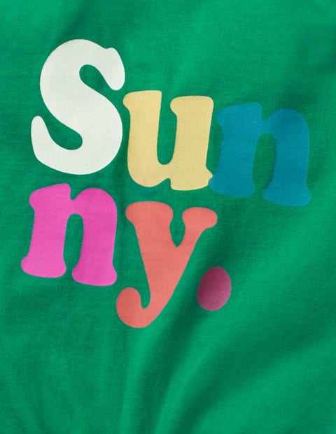 Jersey-Einteiler mit Spruch - Alpengrün, Sunny Jersey-Einteiler mit Spruch - Alpengrün, Sunny