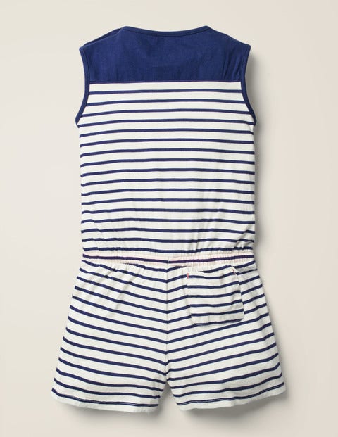 Slogan Jersey Playsuit - White/ Indigo Navy Sunny Slogan Jersey Playsuit - White/ Indigo Navy Sunny