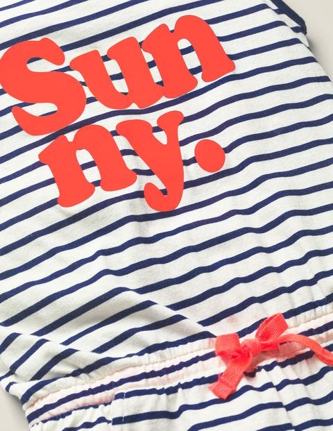 Slogan Jersey Playsuit - White/ Indigo Navy Sunny Slogan Jersey Playsuit - White/ Indigo Navy Sunny