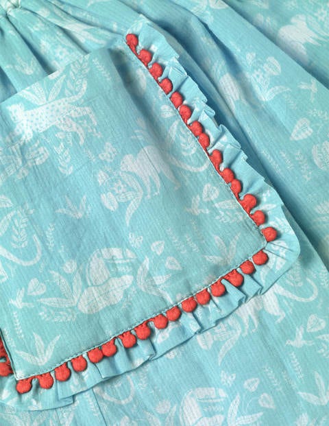 Pom Pocket Skirt - Light Blue Tropical Toile Pom Pocket Skirt - Light Blue Tropical Toile