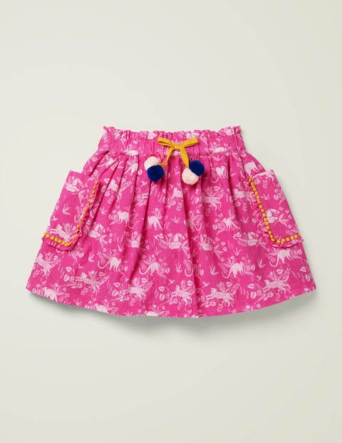 Pom Pocket Skirt - Pop Pansy Pink Tropical Toile Pom Pocket Skirt - Pop Pansy Pink Tropical Toile