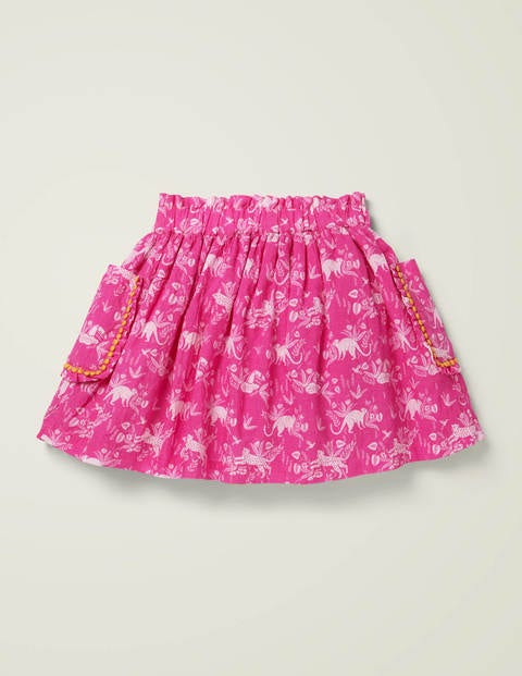 Pom Pocket Skirt - Pop Pansy Pink Tropical Toile Pom Pocket Skirt - Pop Pansy Pink Tropical Toile