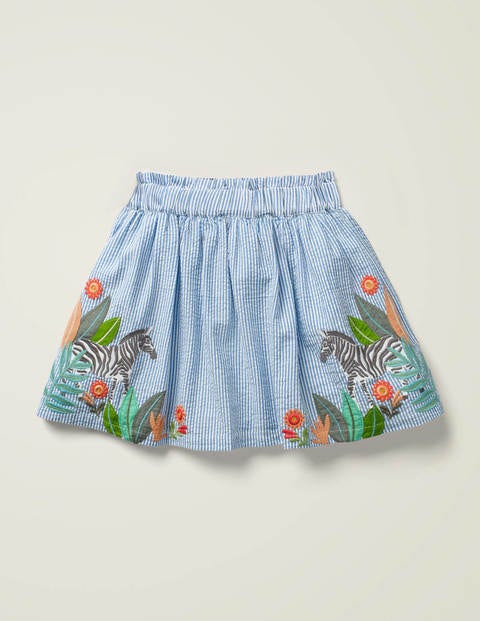 Zebra Embroidered Woven Skirt - Seascape Blue Zebra Zebra Embroidered Woven Skirt - Seascape Blue Zebra