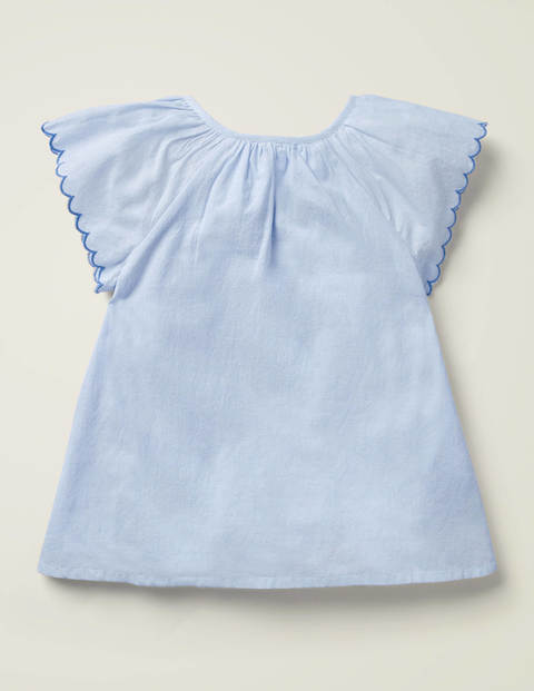 Floral Embroidered Woven Top - Chambray Floral Embroidered Woven Top - Chambray