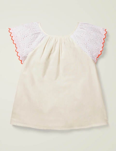 Floral Embroidered Woven Top - White Floral Embroidered Woven Top - White