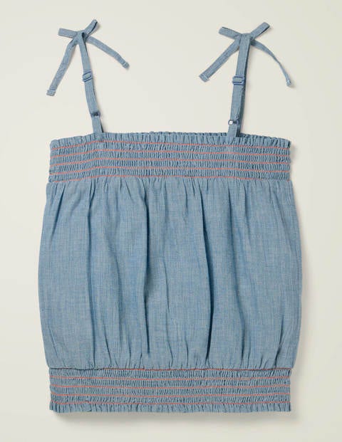 Top tissé avec lien à nouer - Chambray Top tissé avec lien à nouer - Chambray