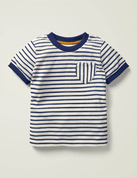 T-shirt en éponge - Blanc/bleu marine indigo T-shirt en éponge - Blanc/bleu marine indigo