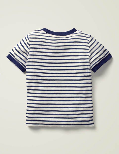 T-shirt en éponge - Blanc/bleu marine indigo T-shirt en éponge - Blanc/bleu marine indigo
