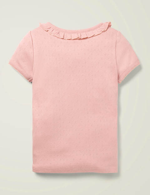 Short-Sleeved Ruffle Pointelle - Boto Pink Short-Sleeved Ruffle Pointelle - Boto Pink