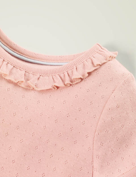 Short-Sleeved Ruffle Pointelle - Boto Pink Short-Sleeved Ruffle Pointelle - Boto Pink