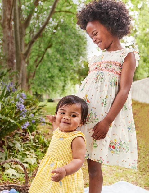 Easter Dress - Ivory Spring Scene Easter Dress - Ivory Spring Scene