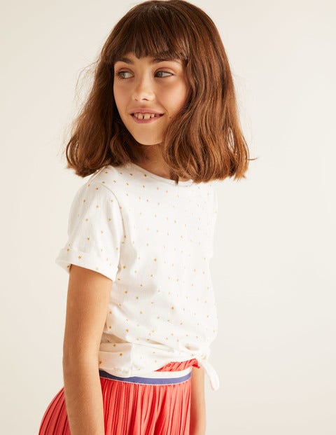 Tie-Front Top - Ivory and Gold Little Stars Tie-Front Top - Ivory and Gold Little Stars
