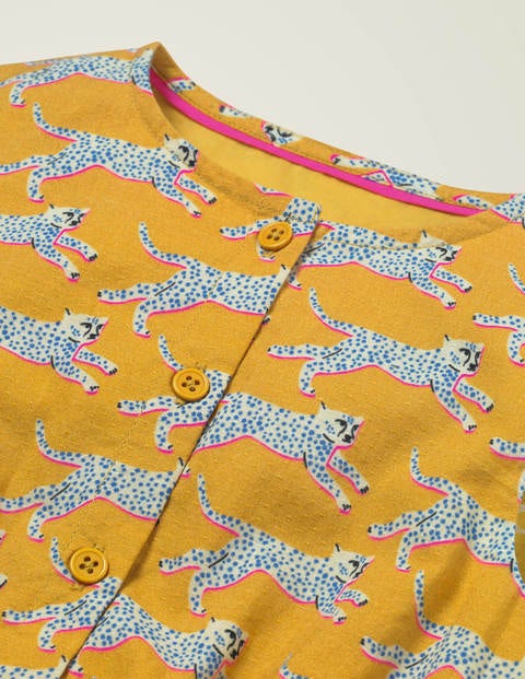 Button Through Woven Playsuit - Tuscan Sun Yellow Cheetah Button Through Woven Playsuit - Tuscan Sun Yellow Cheetah