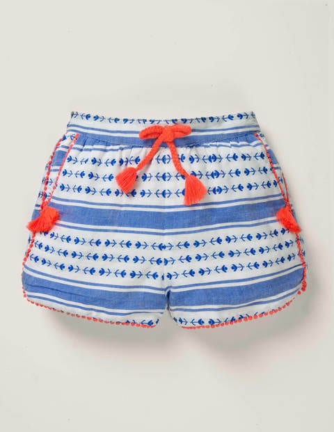 Bold Stripe Tassel Shorts - Bold Blue Dobby Stripe Bold Stripe Tassel Shorts - Bold Blue Dobby Stripe