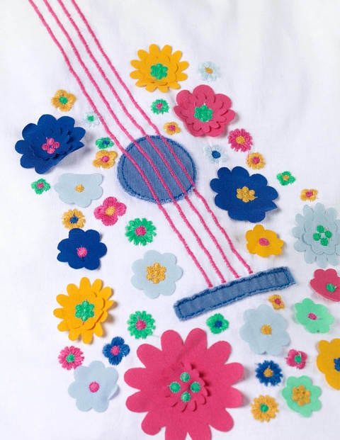 Music Flutter T-Shirt - White Floral Guitar Music Flutter T-Shirt - White Floral Guitar