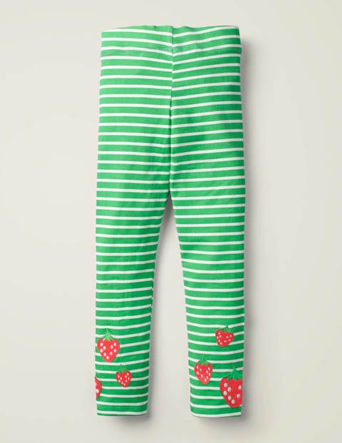 Fun Embroidered Leggings - Pea Green/ White Strawberry Fun Embroidered Leggings - Pea Green/ White Strawberry