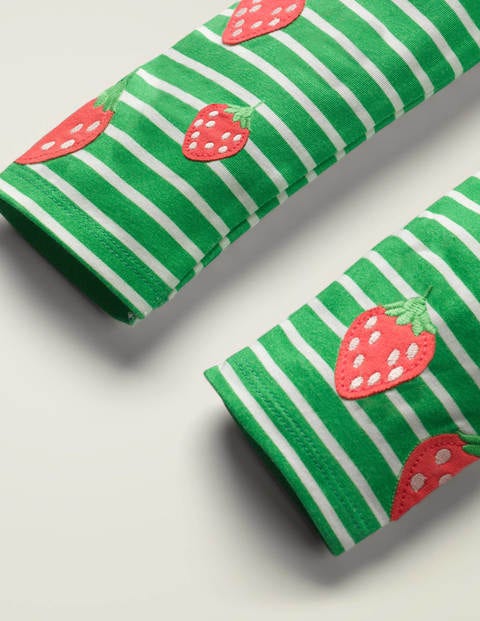 Fun Embroidered Leggings - Pea Green/ White Strawberry Fun Embroidered Leggings - Pea Green/ White Strawberry