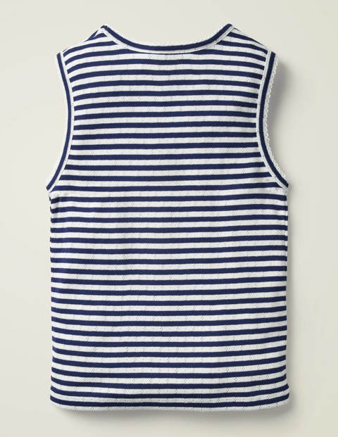 Picot Pointelle Vest - Indigo Navy/White Picot Pointelle Vest - Indigo Navy/White
