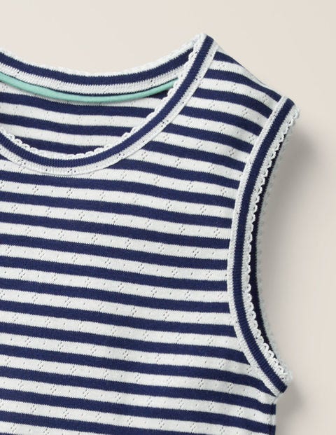 Picot Pointelle Vest - Indigo Navy/White Picot Pointelle Vest - Indigo Navy/White