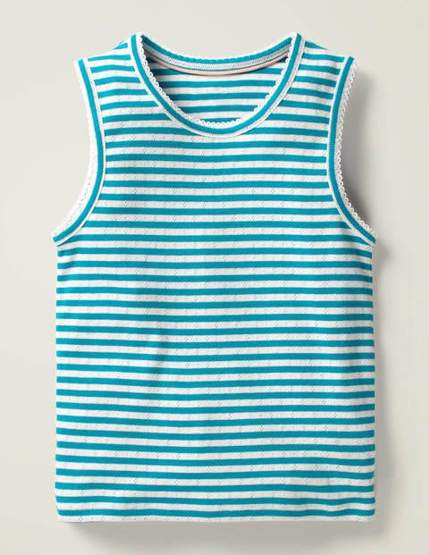 Picot Pointelle Tank - Green Marine/White Picot Pointelle Tank - Green Marine/White