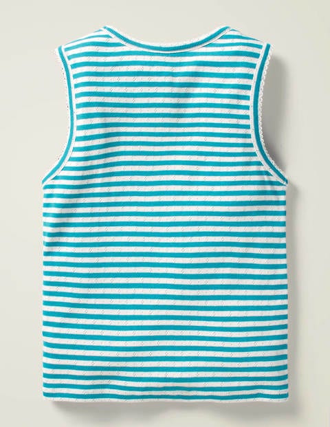 Picot Pointelle Tank - Green Marine/White Picot Pointelle Tank - Green Marine/White