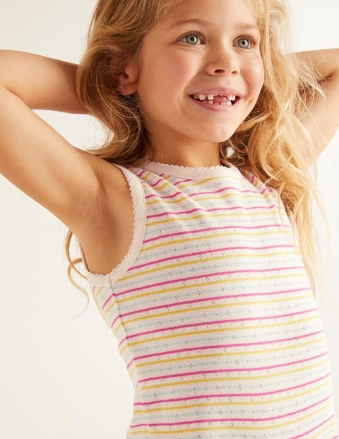 Picot Pointelle Tank - Multi Rainbow Stripe Picot Pointelle Tank - Multi Rainbow Stripe