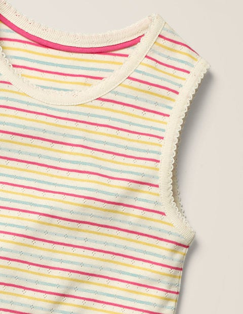 Picot Pointelle Tank - Multi Rainbow Stripe Picot Pointelle Tank - Multi Rainbow Stripe