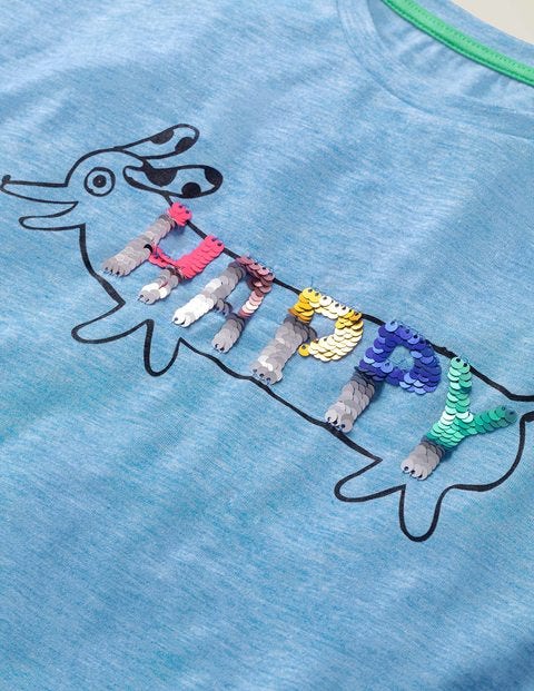 Sequin Change T-shirt - Surfboard Blue Sausage Dog Sequin Change T-shirt - Surfboard Blue Sausage Dog