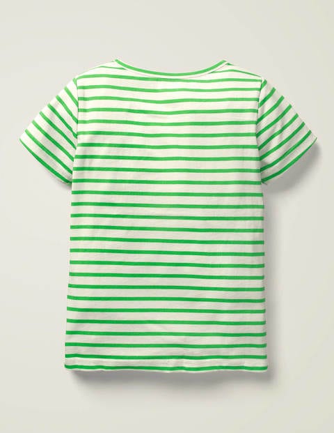 Gestreiftes T-Shirt Mit Farbwechselnden Pailletten - Weiß/Erbsengrün, Häschen Gestreiftes T-Shirt Mit Farbwechselnden Pailletten - Weiß/Erbsengrün, Häschen