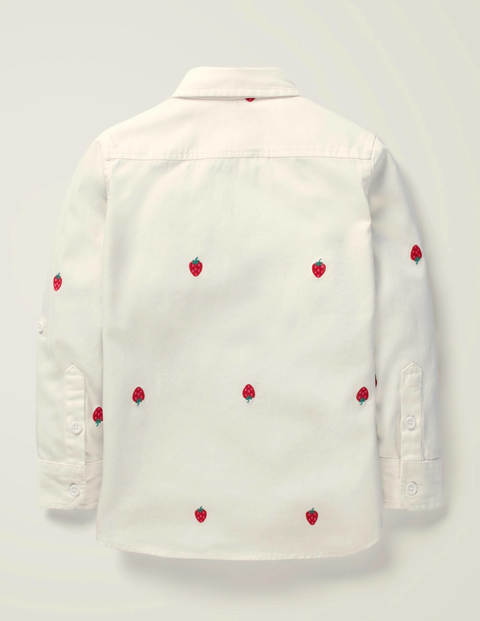 Strawberry Embroidered Shirt - White Strawberry Strawberry Embroidered Shirt - White Strawberry