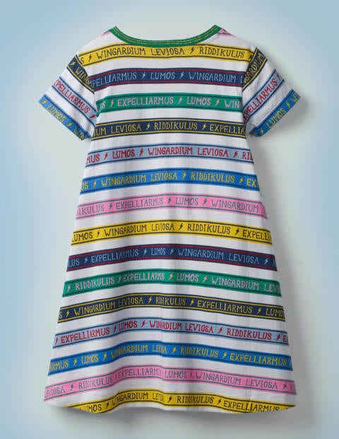 Jerseykleid mit Zauberkunst-Motiv - Graublau, Zaubersprüche, Streifen Jerseykleid mit Zauberkunst-Motiv - Graublau, Zaubersprüche, Streifen