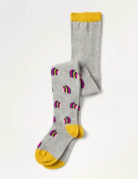 Patterned Tights - Grey Marl Rainbow Hedgehog Patterned Tights - Grey Marl Rainbow Hedgehog
