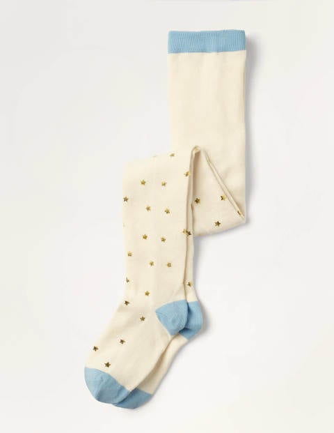 Patterned Tights - Ivory Gold Star Patterned Tights - Ivory Gold Star