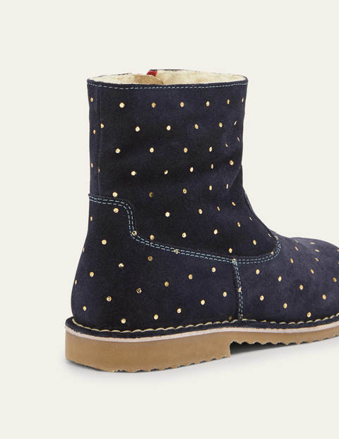 Cosy Short Leather Boots - College Navy Cosy Short Leather Boots - College Navy