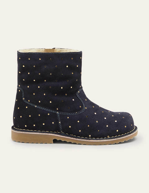 Cosy Short Leather Boots - College Navy Cosy Short Leather Boots - College Navy