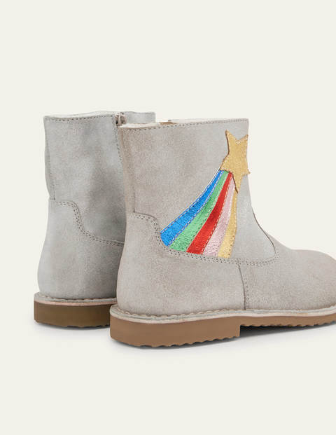 Cosy Short Leather Boots - Silver Sparkle Rainbow Cosy Short Leather Boots - Silver Sparkle Rainbow