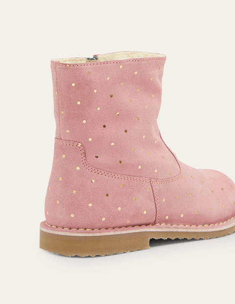 Bequeme niedrige Lederstiefel - Kirschblütenrosa Bequeme niedrige Lederstiefel - Kirschblütenrosa