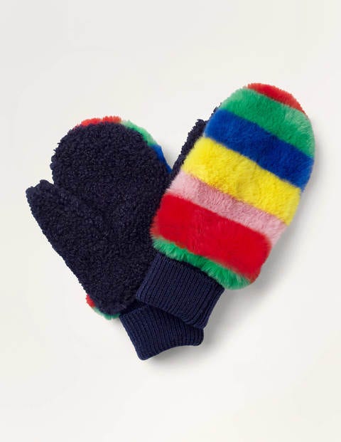 Rainbow Faux-fur Mittens - Multi Rainbow Rainbow Faux-fur Mittens - Multi Rainbow