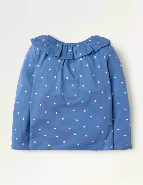 Oberteil mit Rüschenausschnitt - Elisabethanisches Blau, Getupft Oberteil mit Rüschenausschnitt - Elisabethanisches Blau, Getupft
